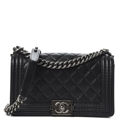 Chanel Lambskin Stitched Medium Boy Flap Black 1 of 9