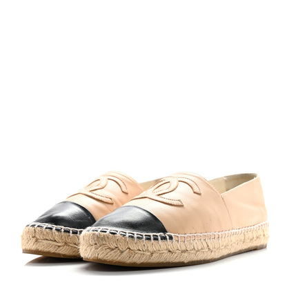 Chanel Lambskin CC Espadrilles 39 Beige Black 4 of 10