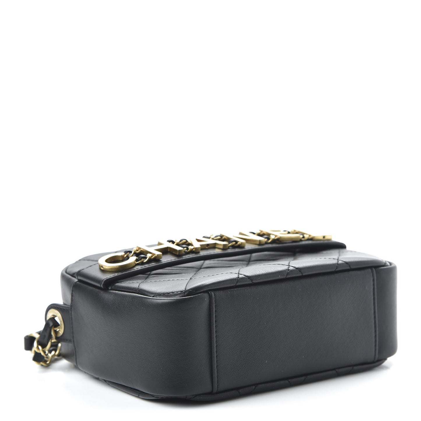 Calfskin Quilted Enchained Camera Case Bag Black