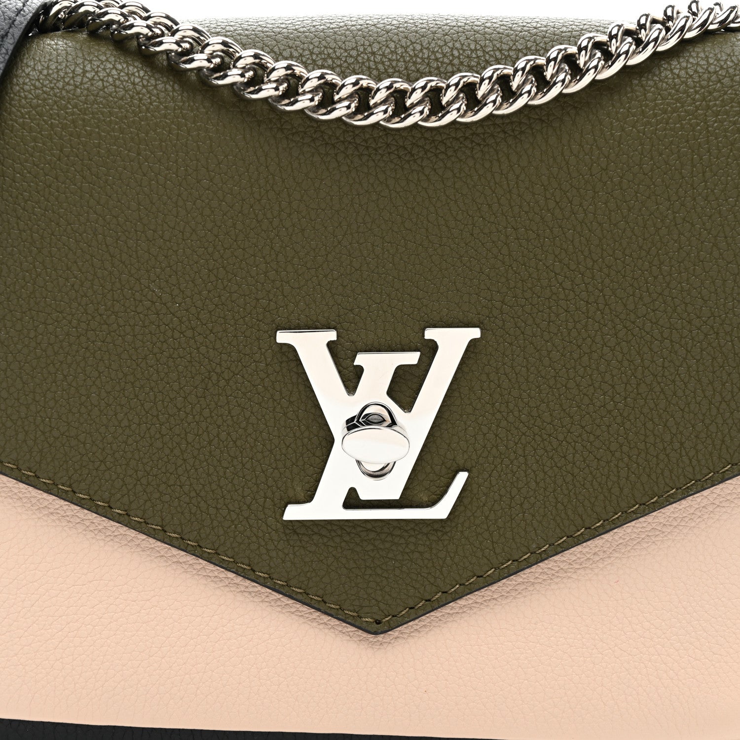 Louis Vuitton Soft Calfskin My Lockme Top Handle Laurier Green Toffee Latte Beige Black 6 of 9