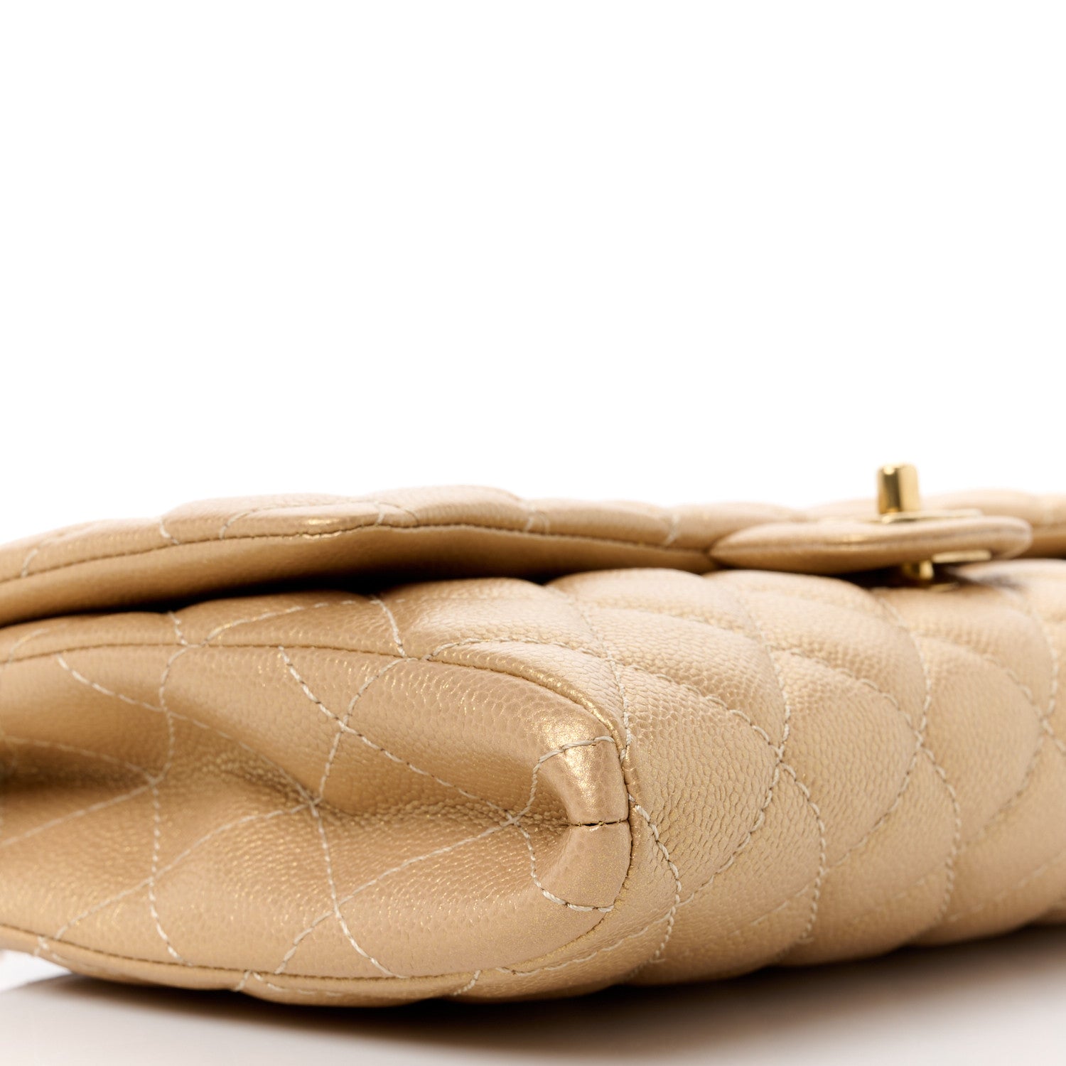 Chanel Metallic Caviar Quilted Clutch With Chain Flap Gold 10 of 12