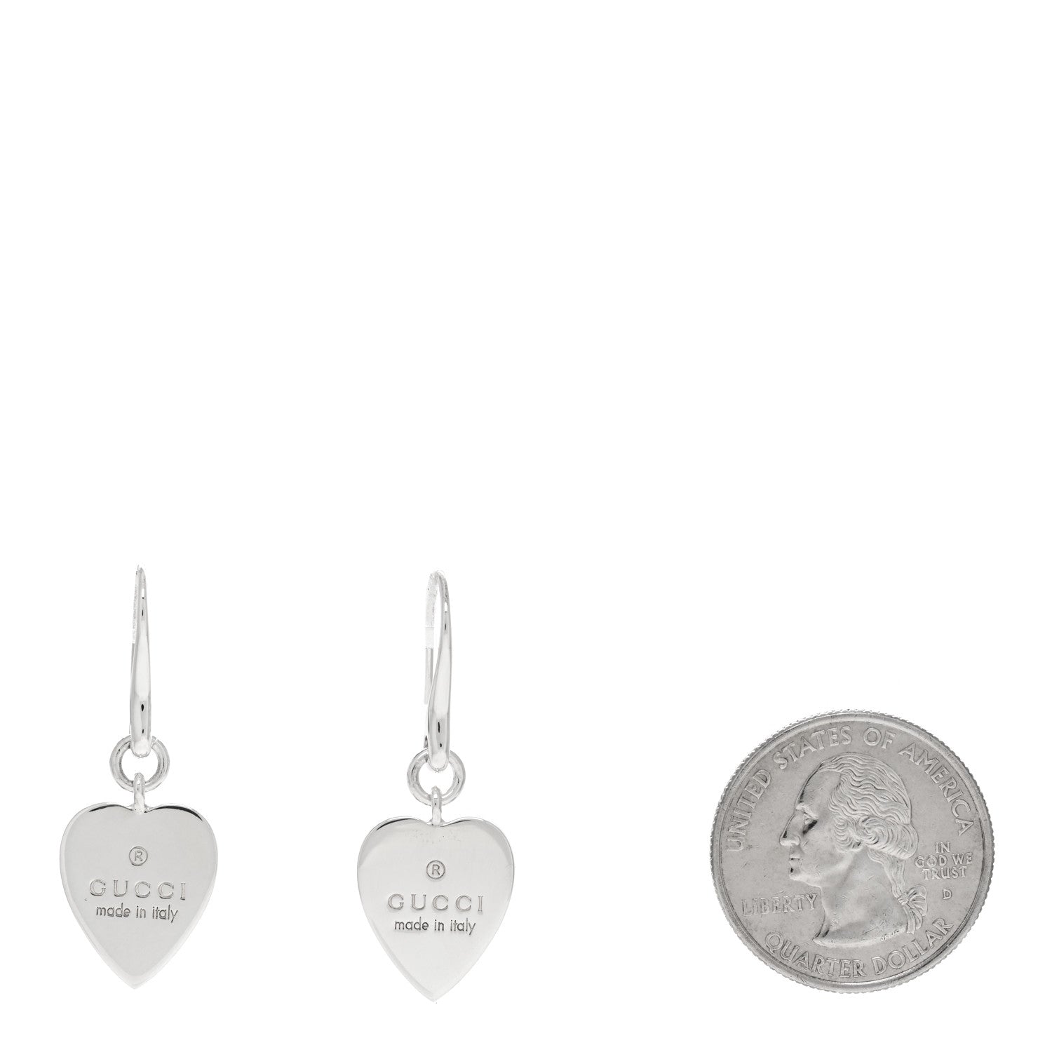 Gucci Sterling Silver Trademark Heart Drop Earrings 2 of 4