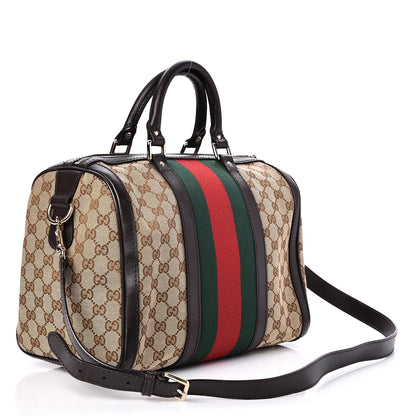 Gucci Monogram Vintage Web Medium Boston Dark Brown 3 of 7