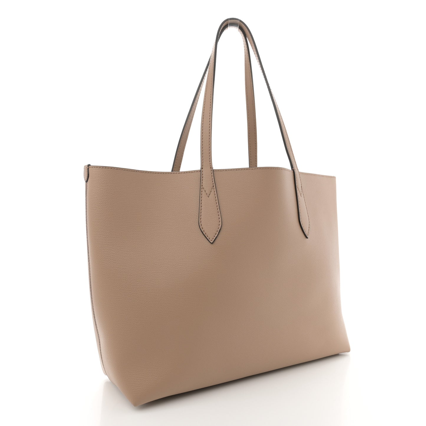 Grainy Calfskin Haymarket Check Medium Reversible Tote Camel