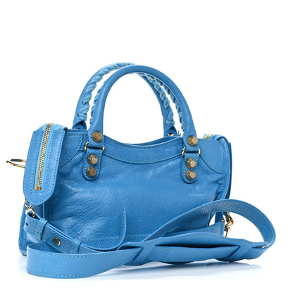 Balenciaga Agneau Giant 12 Gold Hardware Mini City Bleu Azur Clair 2 of 14