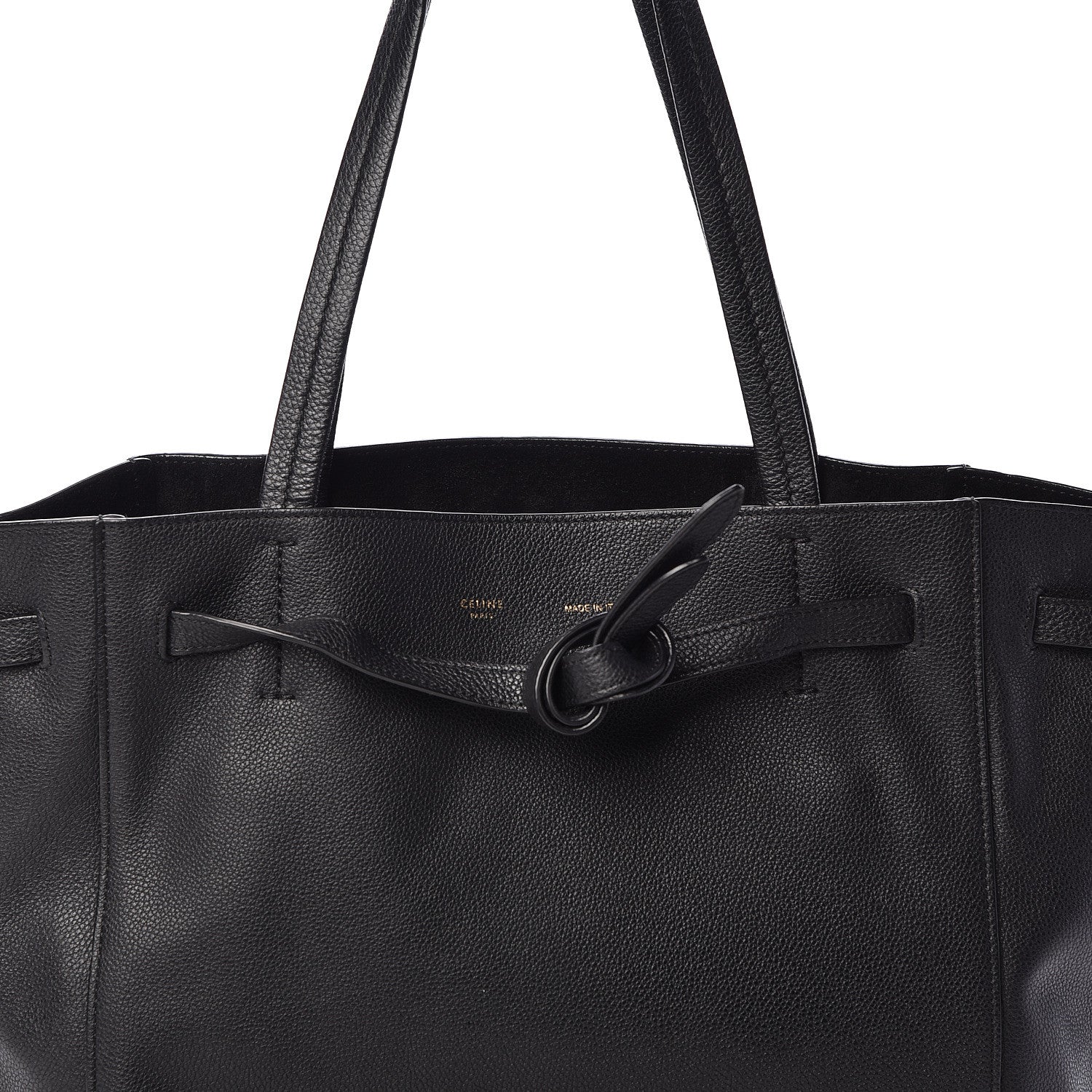 Celine Soft Grained Calfskin Small Belt Cabas Phantom Black 7 of 9