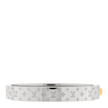 Louis Vuitton Brass Palladium Plated Nanogram Cuff S Silver 1 of 4
