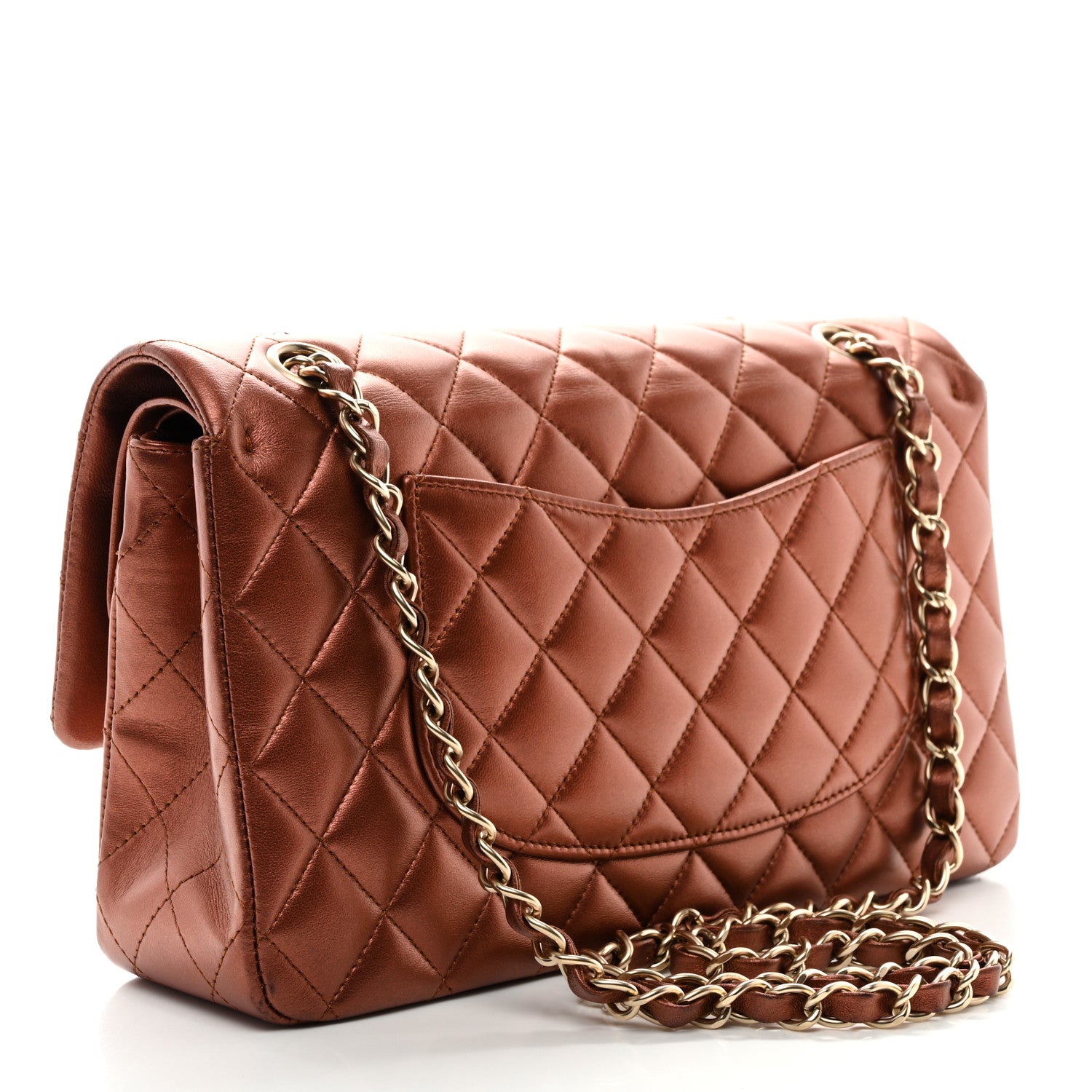 Chanel Metallic Lambskin Quilted Medium Double Flap Bronze 3 of 11