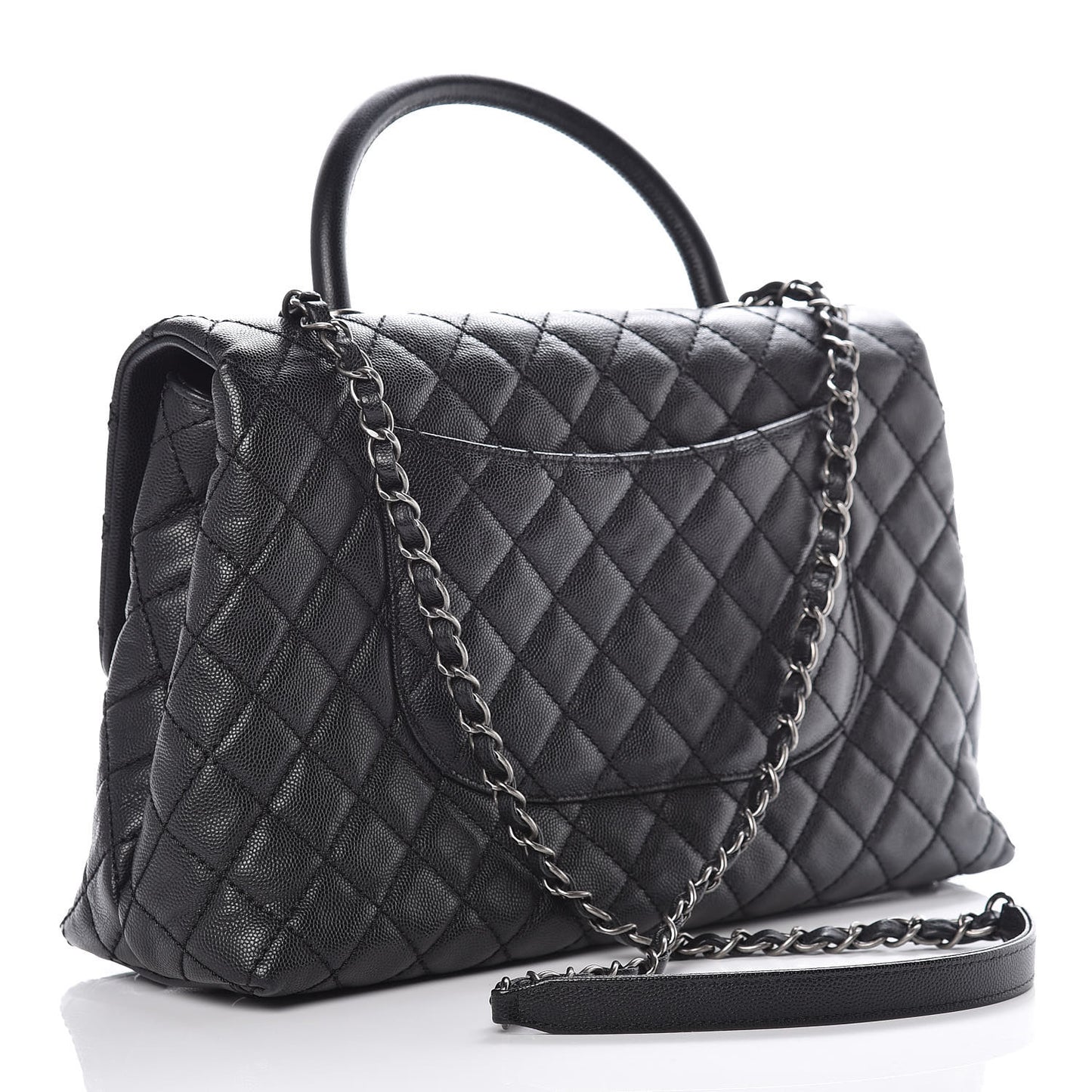 Caviar Quilted Medium Coco Handle Flap Black