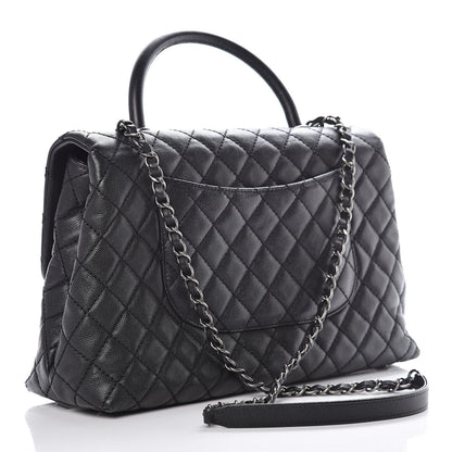 Chanel Caviar Quilted Medium Coco Handle Flap Black 4 of 12