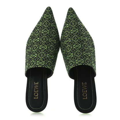 Loewe Jacquard Anagram Calfskin Pointy Mule Sandals 40 Apple Green 6 of 11