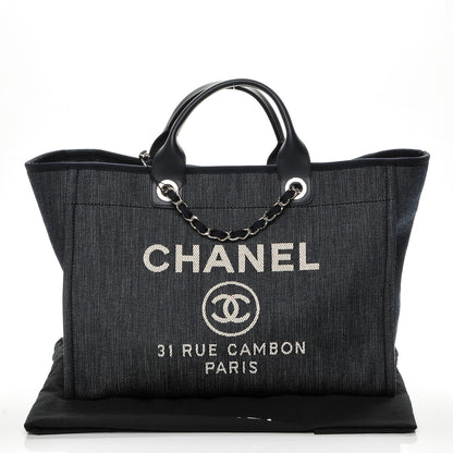Chanel Canvas Large Deauville Tote Dark Blue 8 of 8
