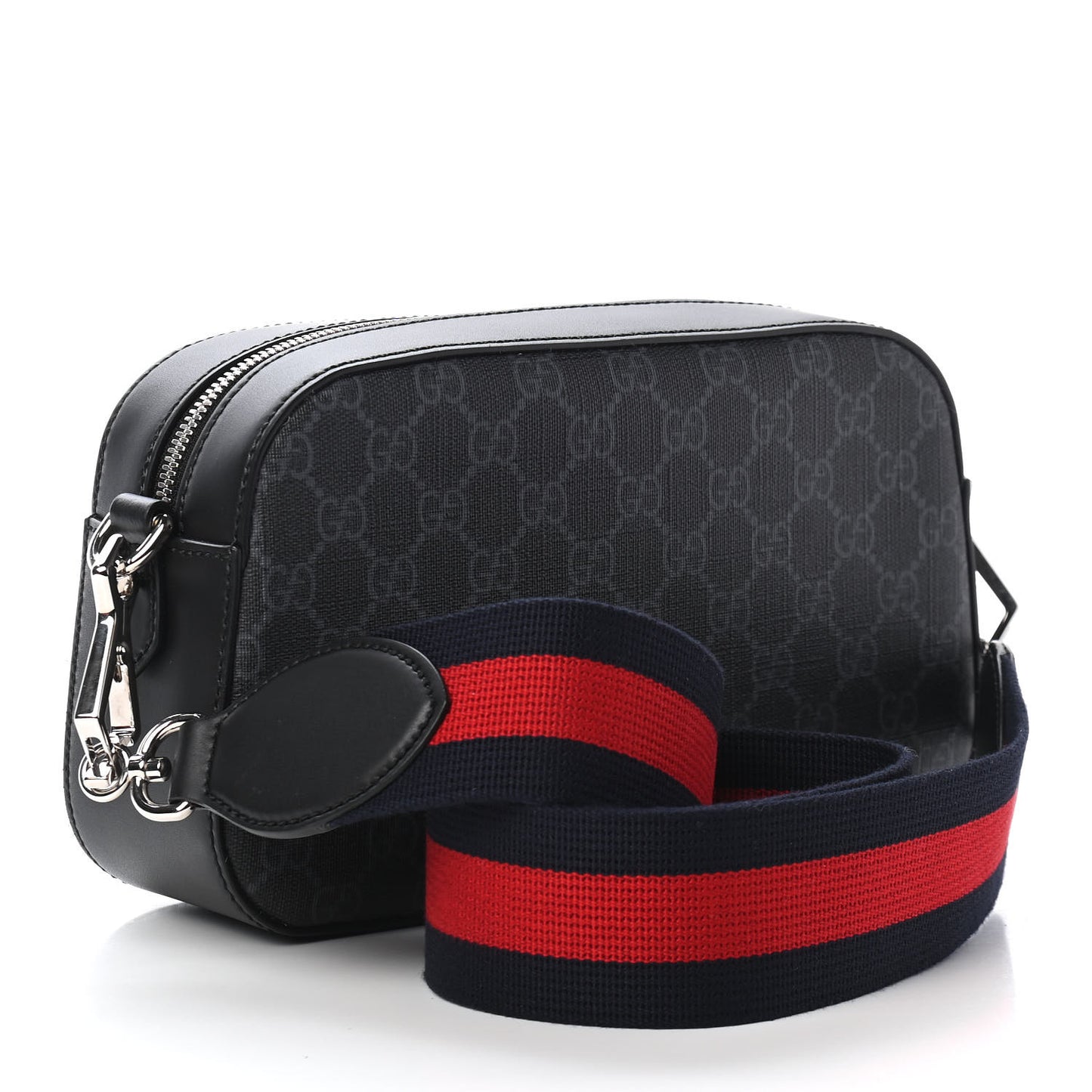 GG Supreme Monogram Web Shoulder Bag Black Grey