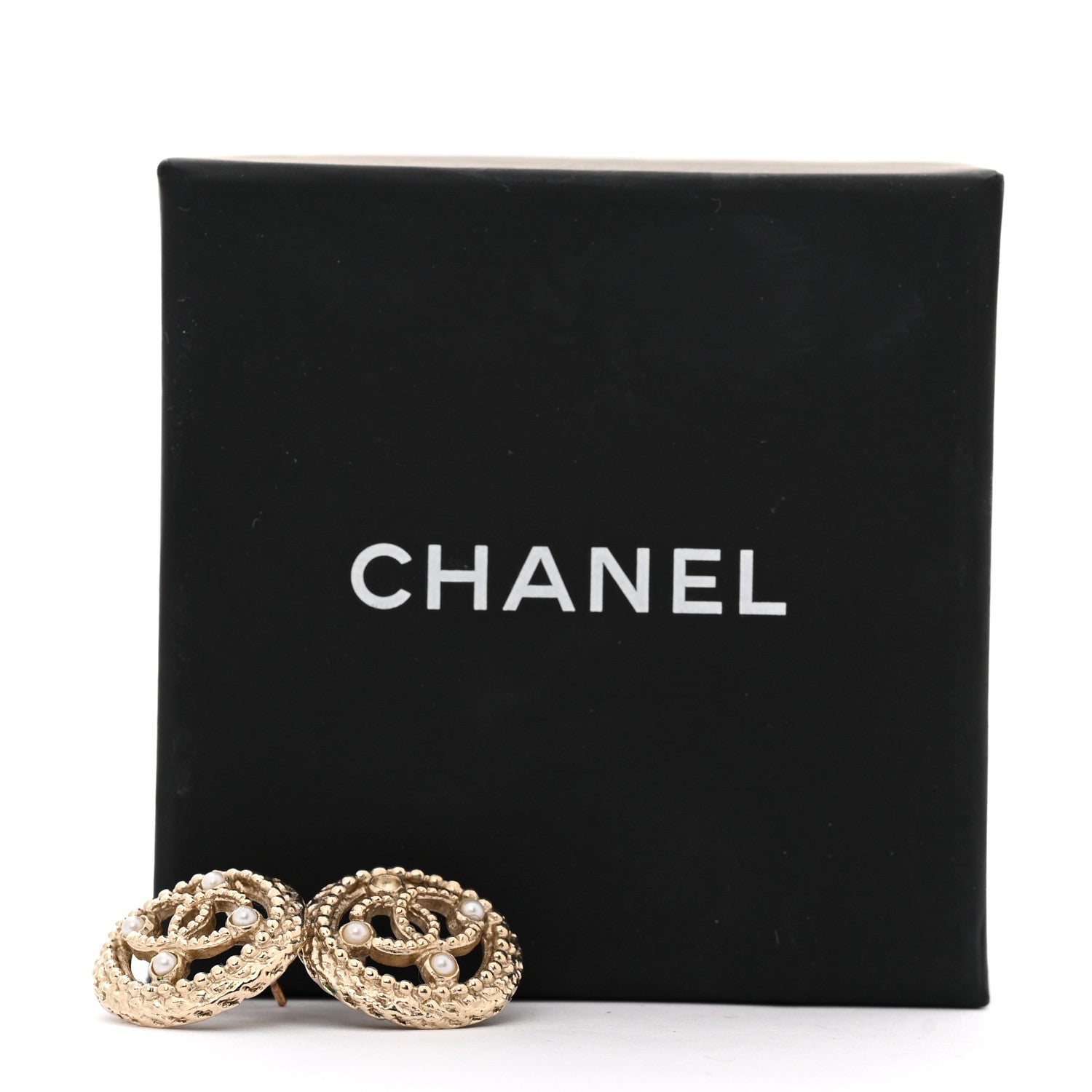 Chanel Pearl CC Round Rope Earrings Gold 6 of 6