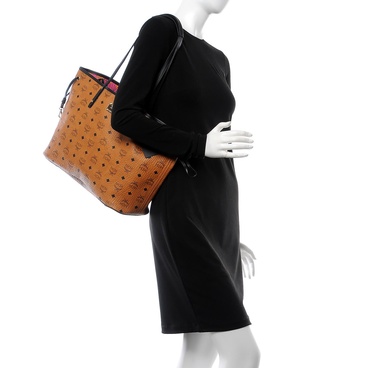 MCM Visetos Medium Project Reversible Shopper Tote Cognac 3 of 22