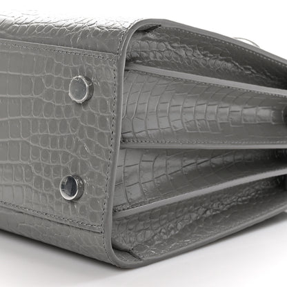 Saint Laurent Calfskin Crocodile Embossed Baby Sac De Jour New Stone Grey 9 of 9