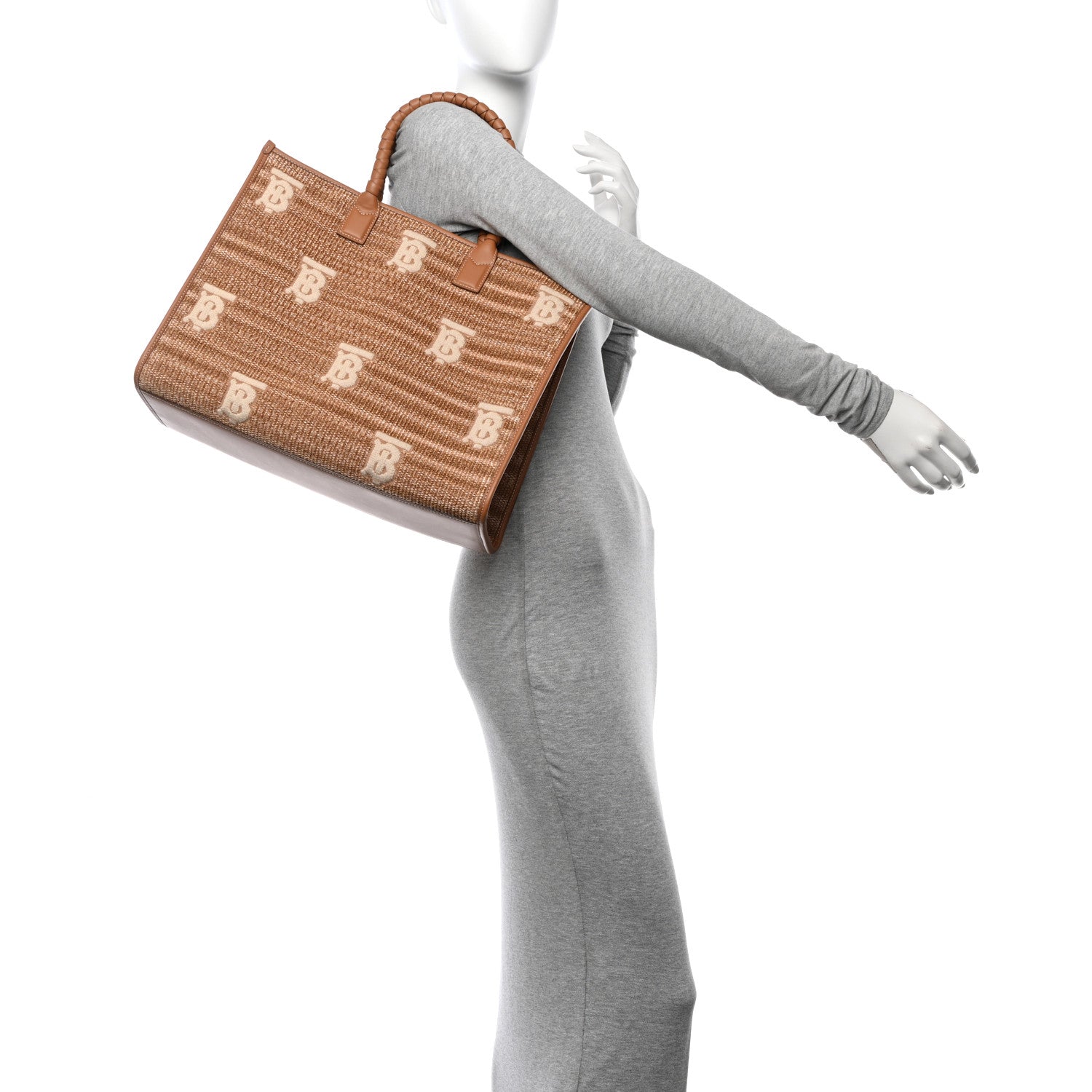 Burberry Raffia Calfskin Medium Freya Tote Natural 2 of 10