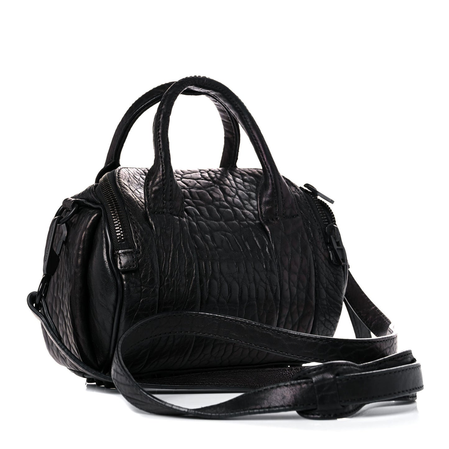 Pebbled Lambskin Mini Rockie Black Matte Black Hardware
