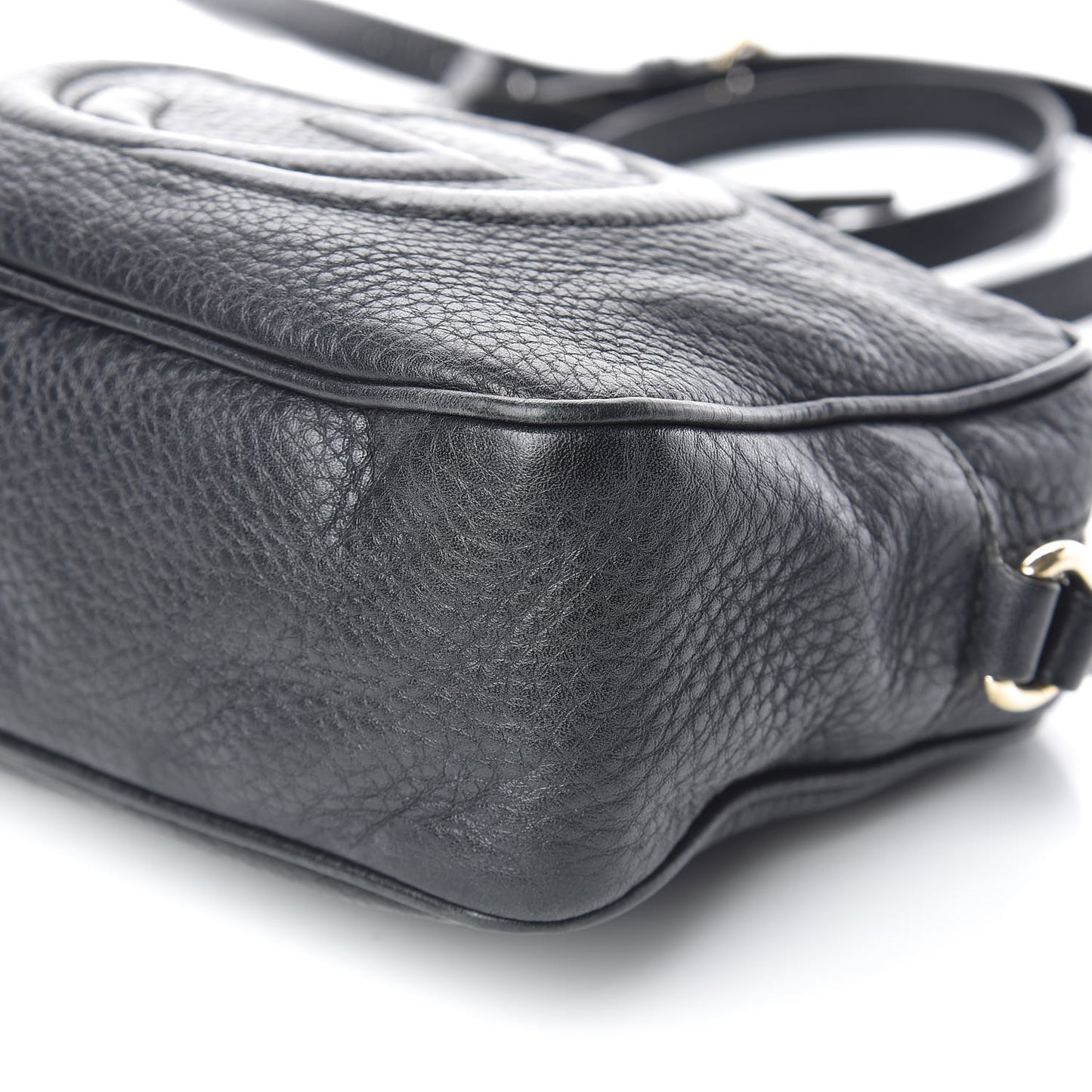 Pebbled Calfskin Small Soho Disco Bag Black