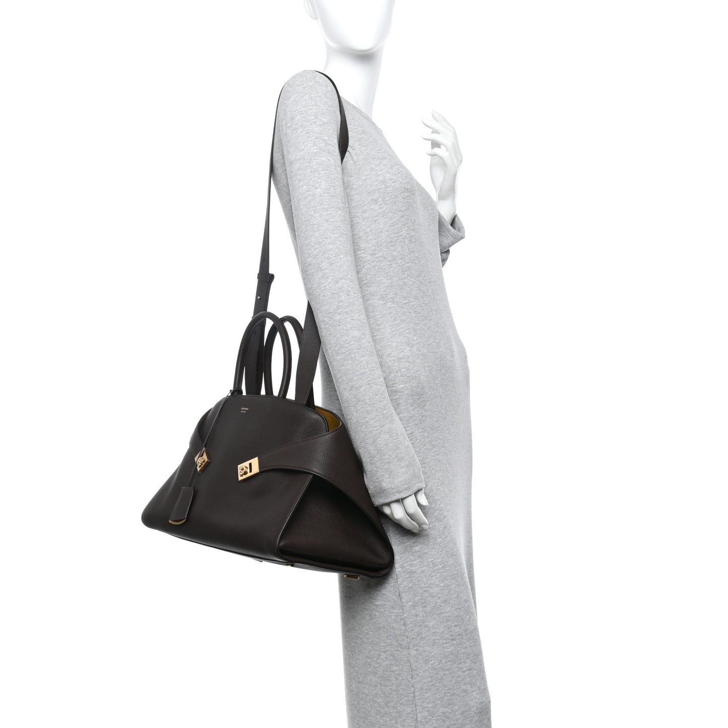 Hammered Calfskin Medium Hug Bag Testa Di Moro Burnt Ocher