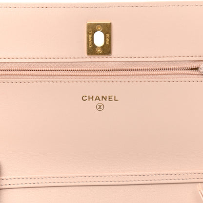 Chanel Lambskin Quilted CC Pearl Crush Wallet on Chain WOC Light Beige 6 of 13