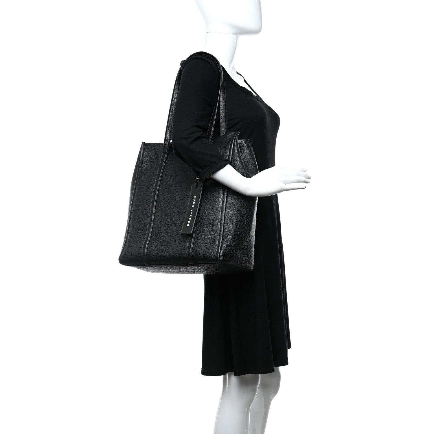 Marc Jacobs Grained Calfskin The Tag Tote Black 2 of 11