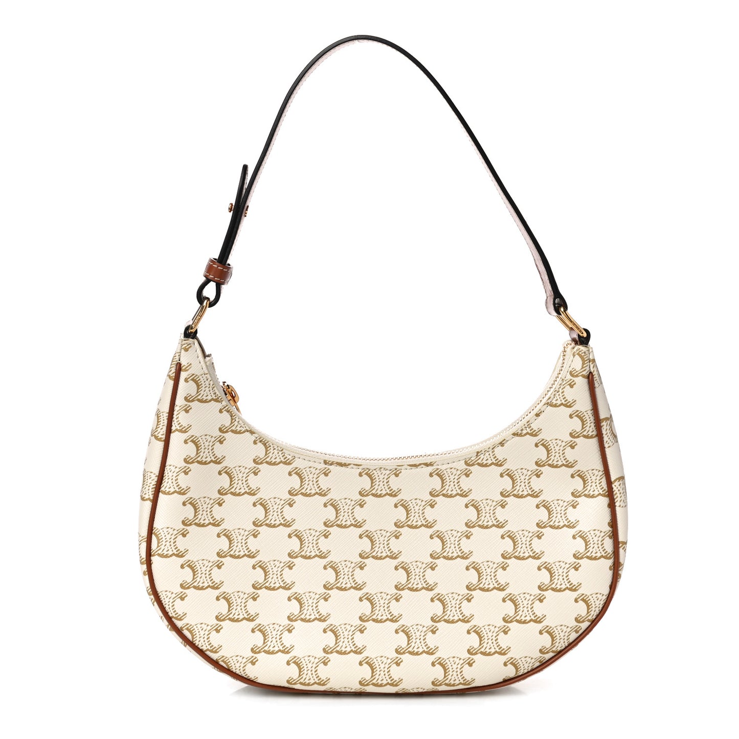Canvas Calfskin Ava Triomphe Shoulder Bag White