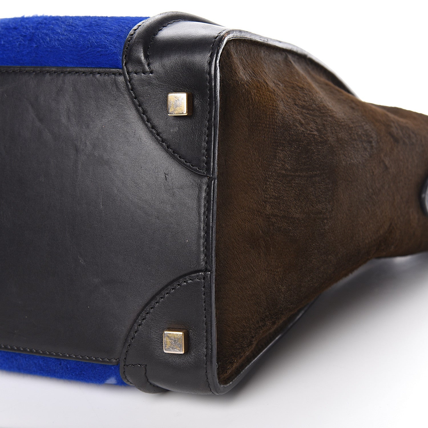 Celine Pony Hair Mini Tri-Color Luggage Royal Blue 8 of 22