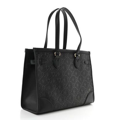 Gucci Wonka Grain Calfskin GG Monogram Star Embossed Medium GG Tote Black 4 of 9