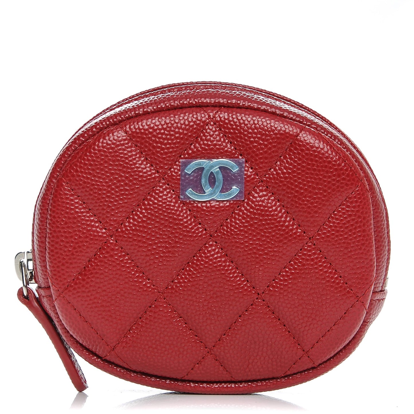 Caviar Quilted Zip Around Classic Coin Purse Red