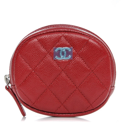 Chanel Caviar Quilted Zip Around Classic Coin Purse Red 1 of 8