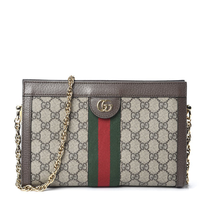 Gucci GG Supreme Monogram Web Small Ophidia Chain Shoulder Bag Brown 1 of 9