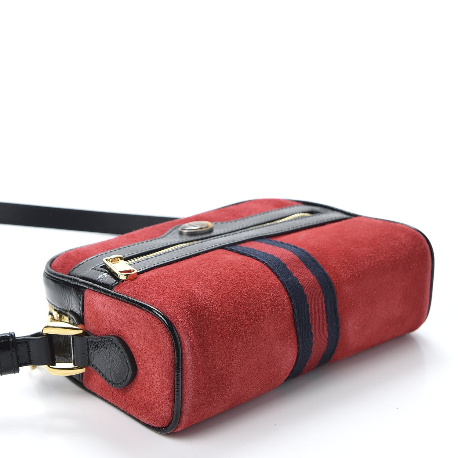 Gucci Suede Patent Web Mini Ophidia Shoulder Bag Red 3 of 9