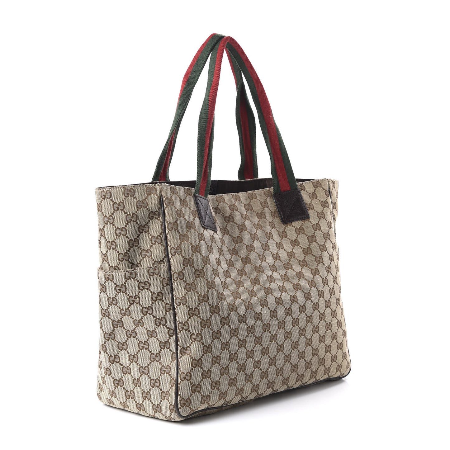 GG Monogram Medium Web Handle Double Pocket Tote Brown