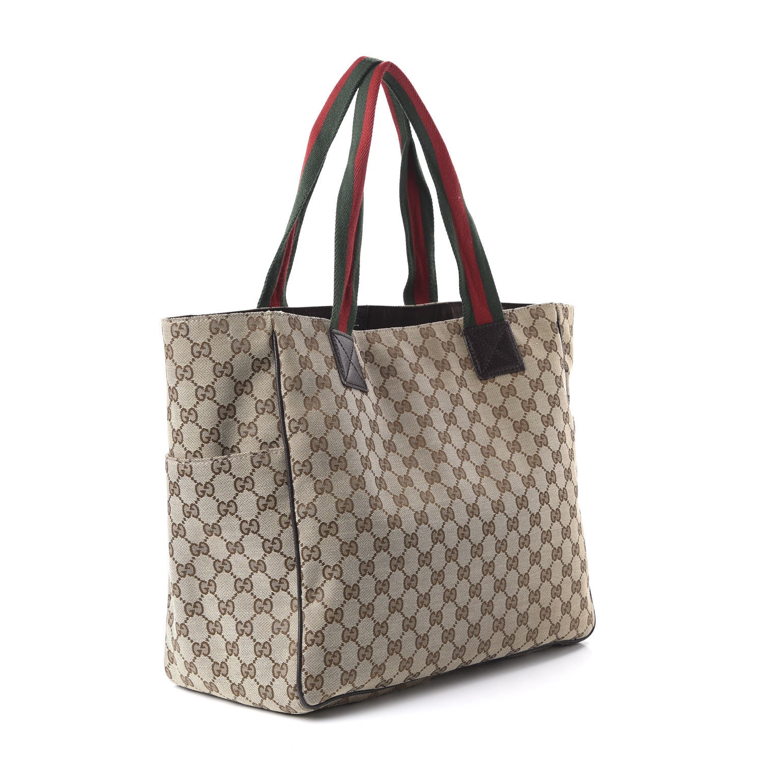 Gucci GG Monogram Medium Web Handle Double Pocket Tote Brown 3 of 10
