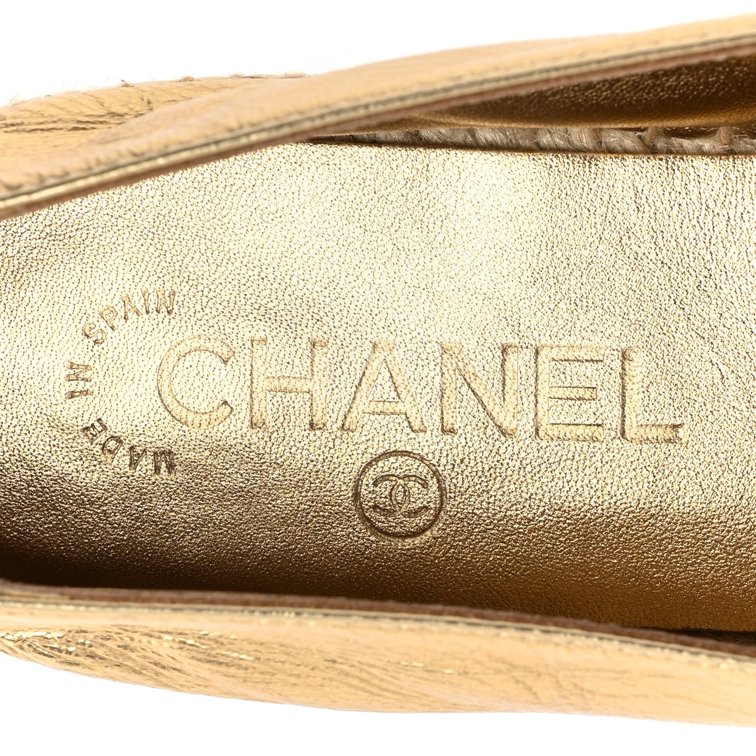 Chanel Laminated Lambskin Grosgrain CC Espadrilles 39 Gold Black 7 of 10