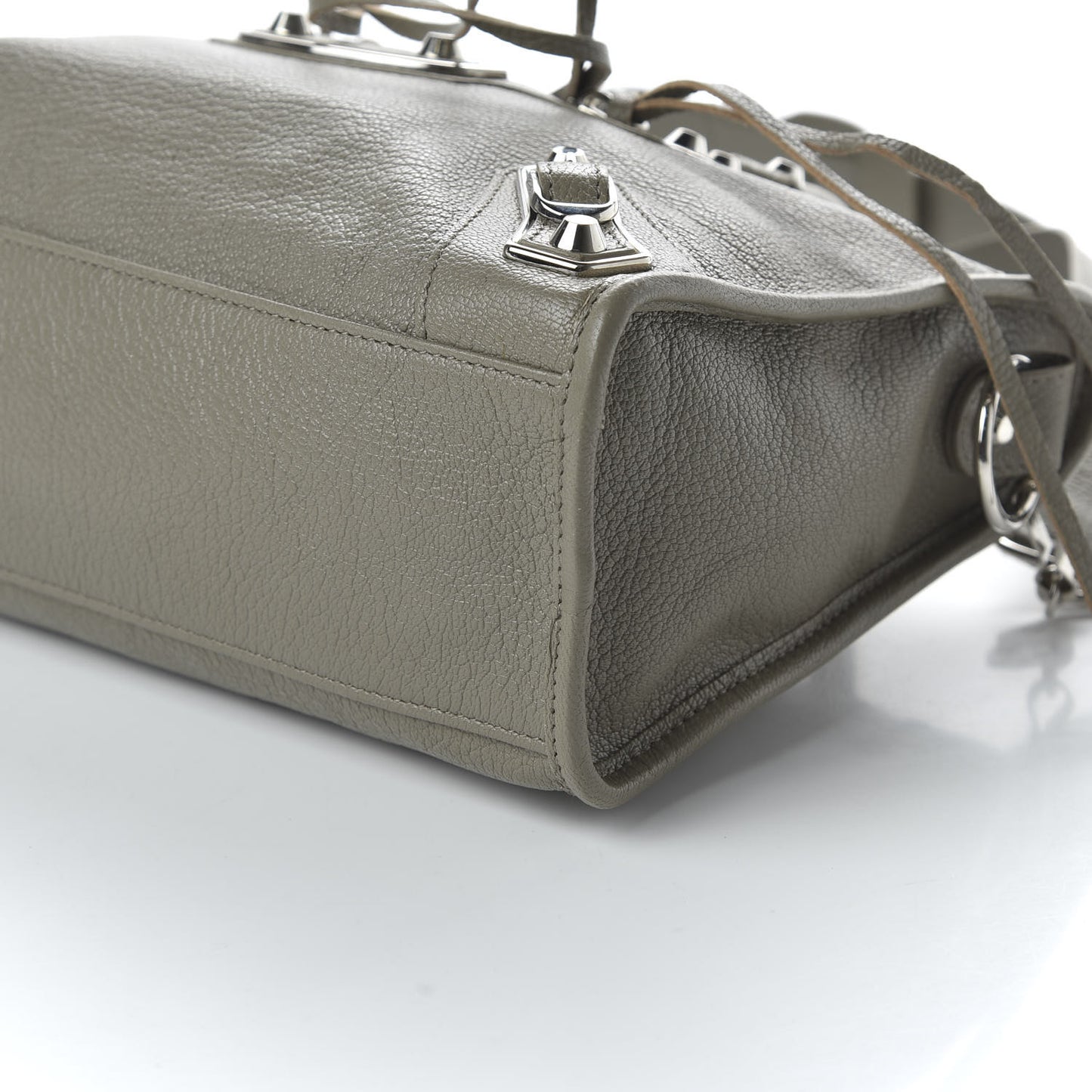 Chevre Silver Metallic Edge Hardware City Gris Taupe