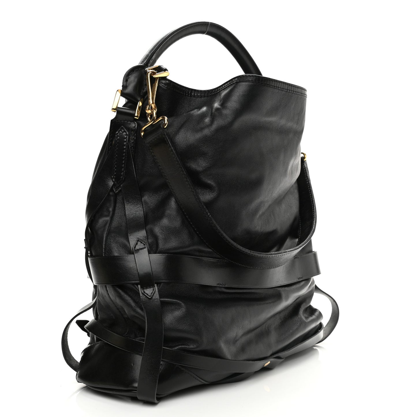 Soft Lambskin Bridle Calfskin Medium Gosford Hobo Black
