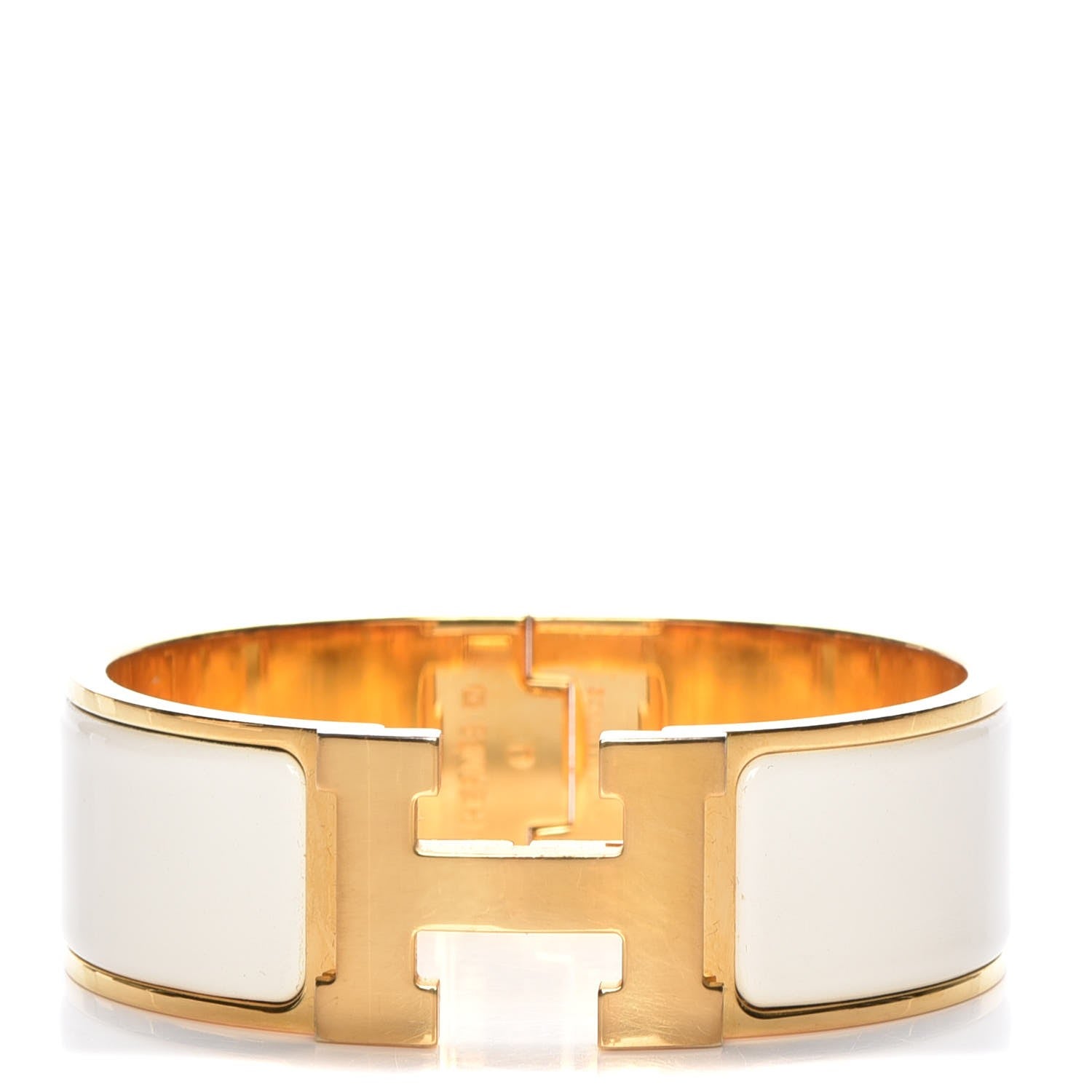 Hermes Enamel Wide Clic Clac H Bracelet PM White 1 of 5