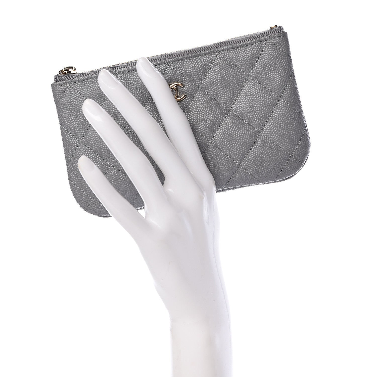 Chanel Caviar Quilted Small Cosmetic Case Grey 2 of 8