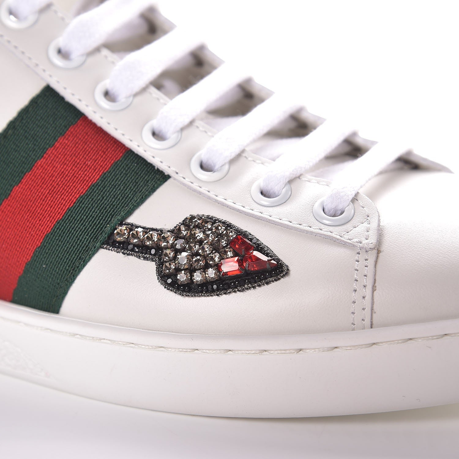 Gucci Calfskin Web Studded Arrow Ace Sneakers 36.5 White 11 of 12