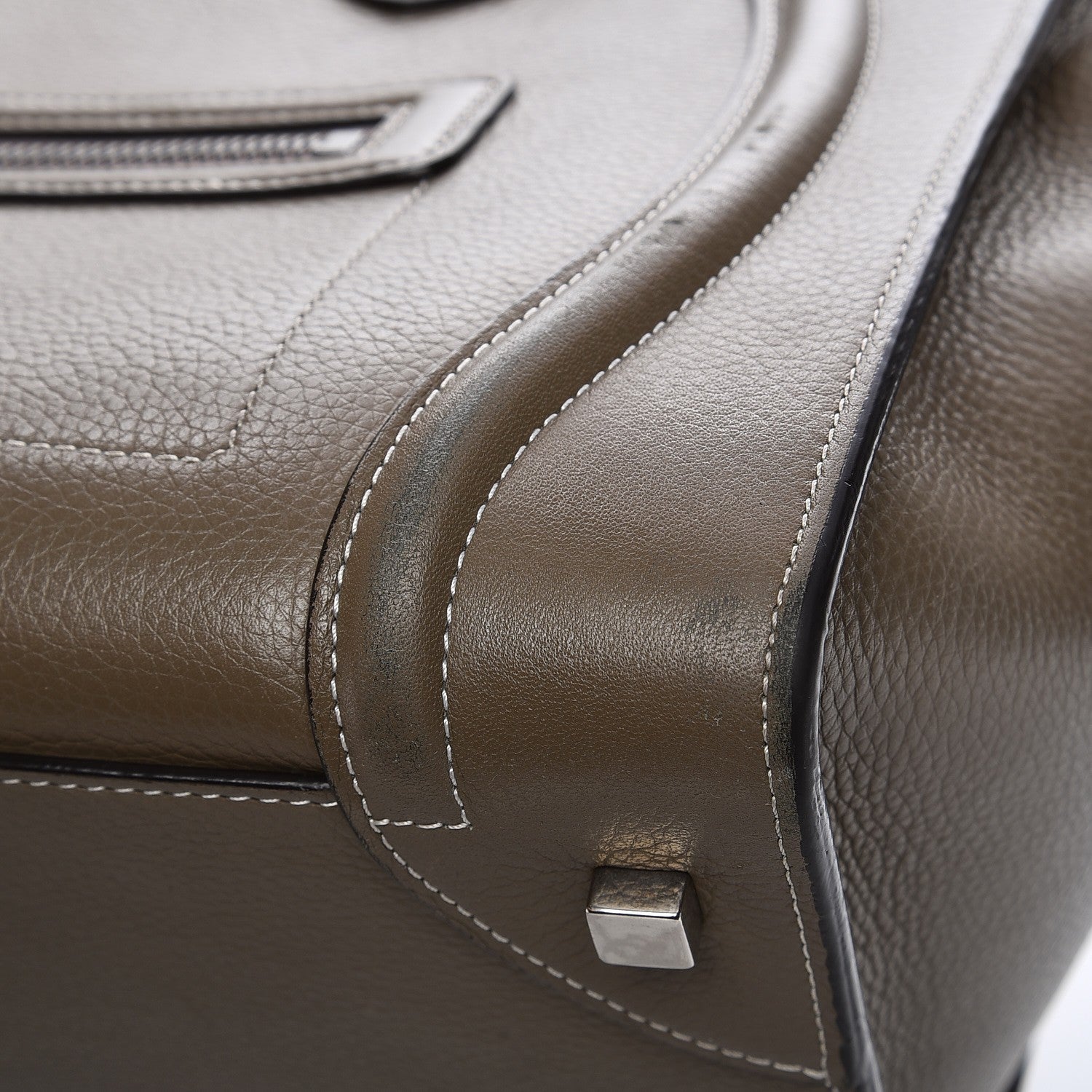 Celine Drummed Calfskin Mini Luggage Souris 12 of 17