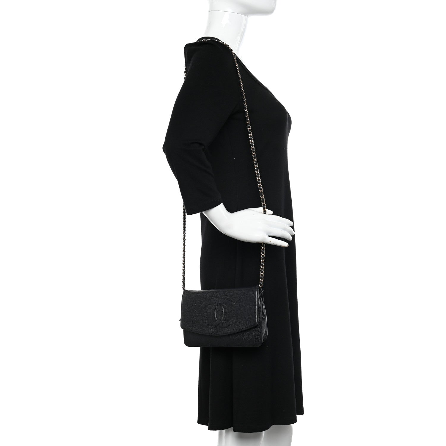 Chanel Caviar Timeless CC Wallet on Chain WOC Black 2 of 18