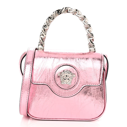 Versace Metallic Crackled Lambskin Mini La Medusa Bag Pink 1 of 11