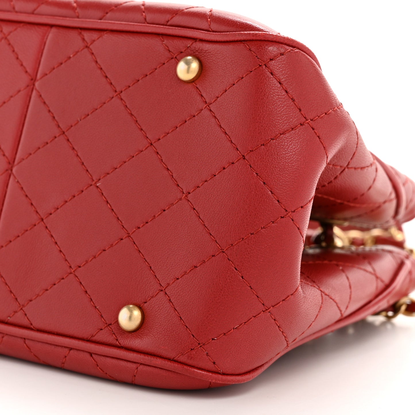 Calfskin Stitched Small Egyptian Amulet Drawstring Bag Red