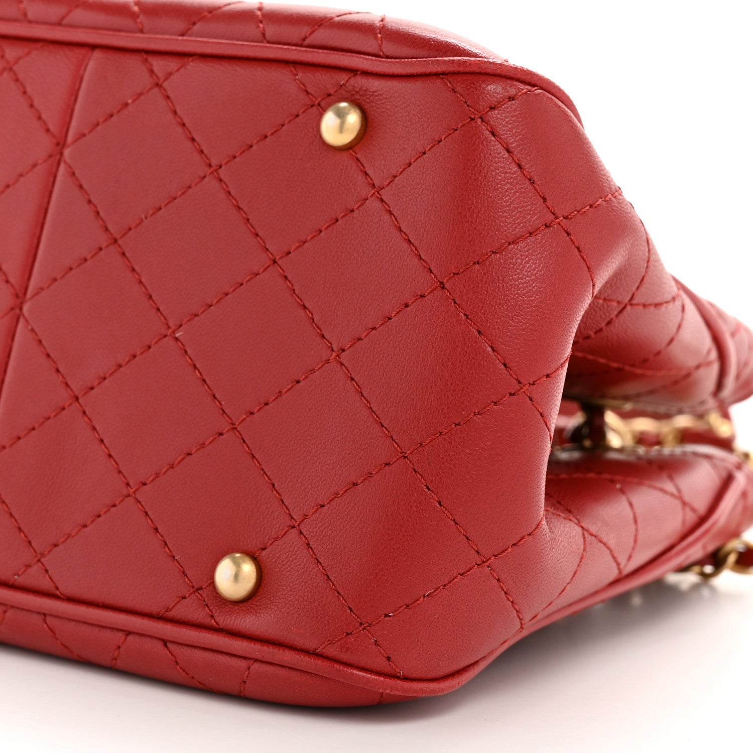 Chanel Calfskin Stitched Small Egyptian Amulet Drawstring Bag Red 10 of 12