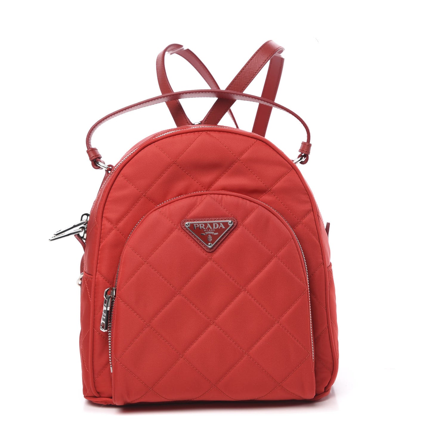 Nylon Tessuto Impuntu Quilted Backpack Rosso