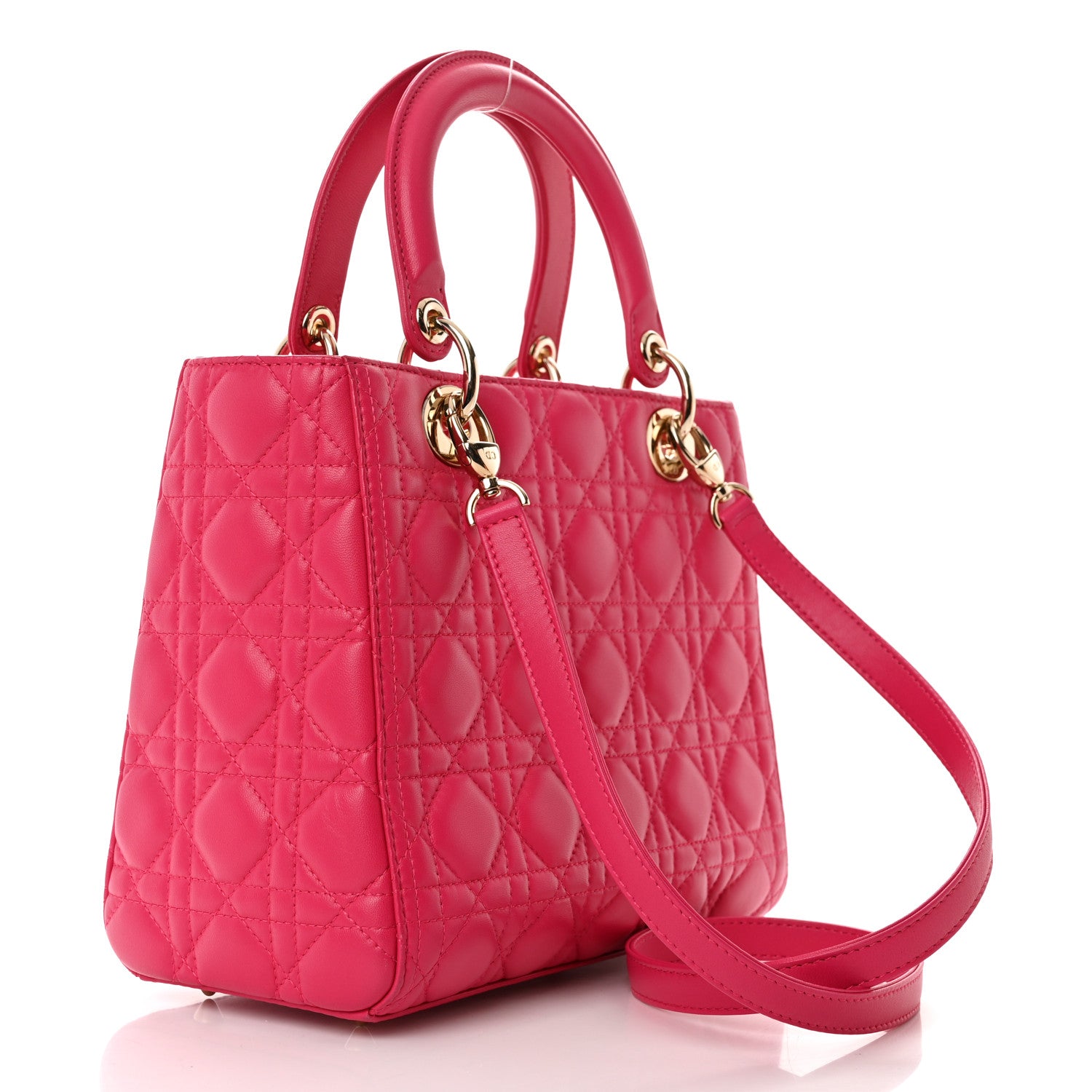 Christian Dior Lambskin Cannage Medium Lady Dior Pink 3 of 10