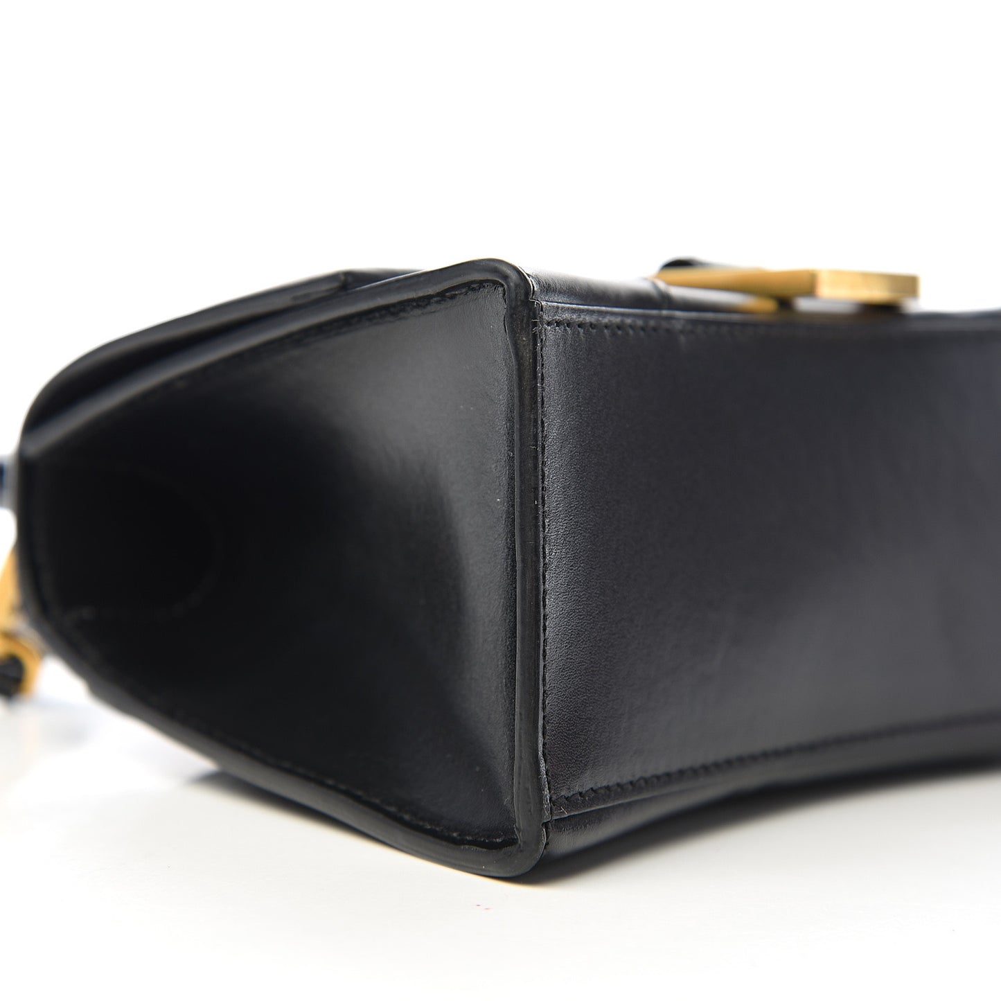 Shiny Box Calfskin Hourglass Top Handle Bag XS Black