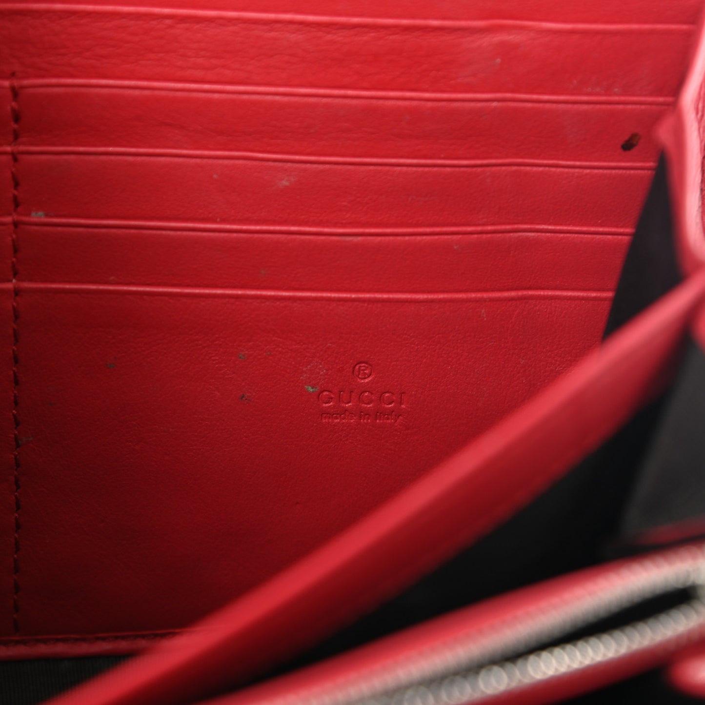 GG Supreme Monogram Mini Dionysus Chain Wallet Beige Vulcanic Red